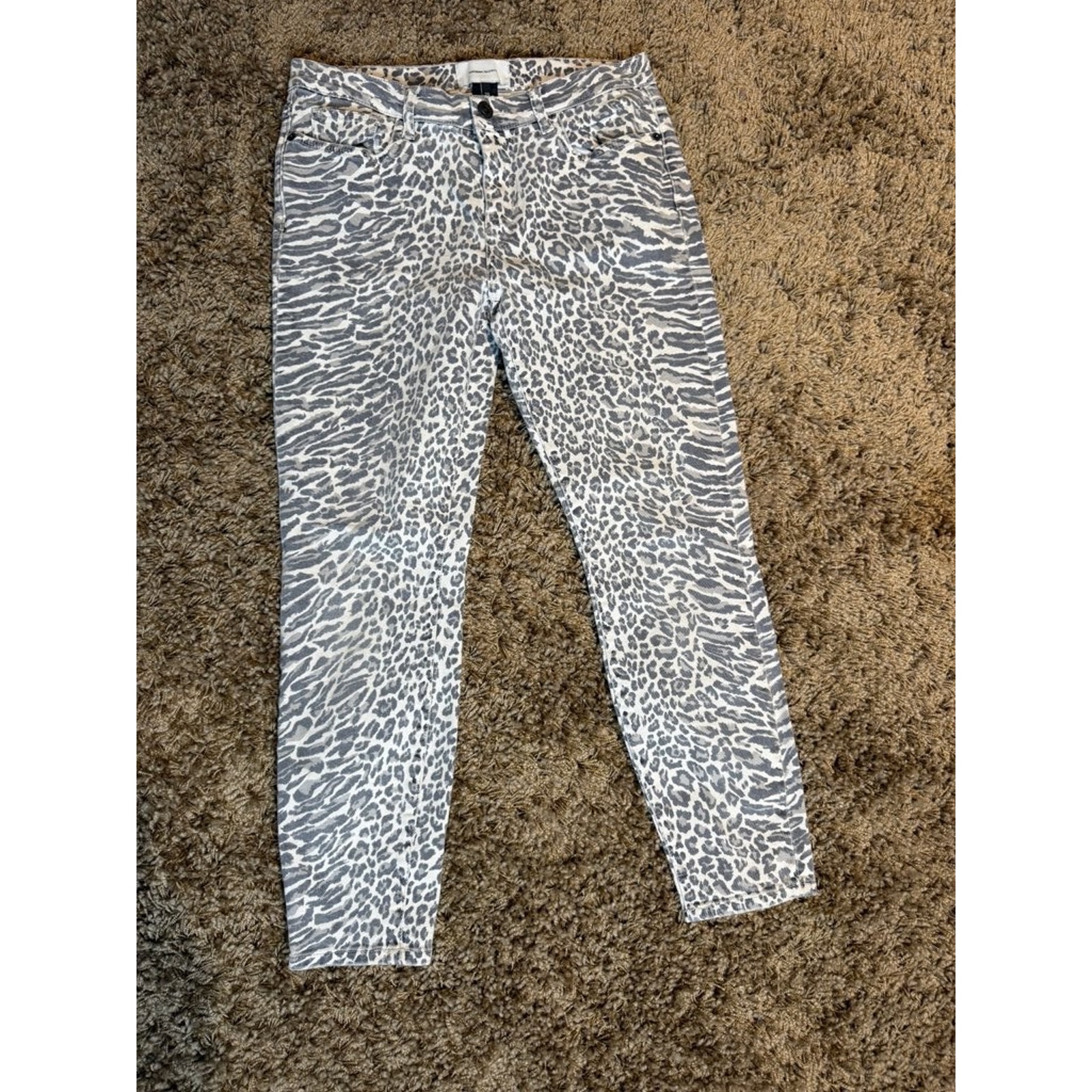 Current/Elliott Leopard Print Skinny Jeans